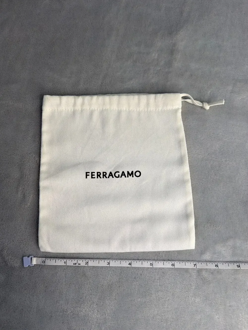 Ferragamo Cream Cotton Dust Bag Drawstring Small Belt Wallet Jewelry 8x8